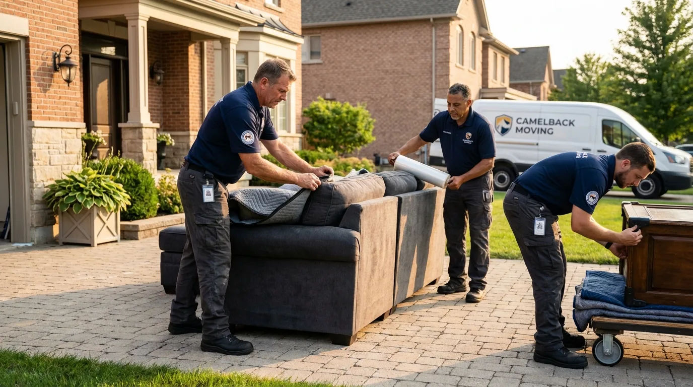 Large estate moving crew wrapping furniture in Newton, NC