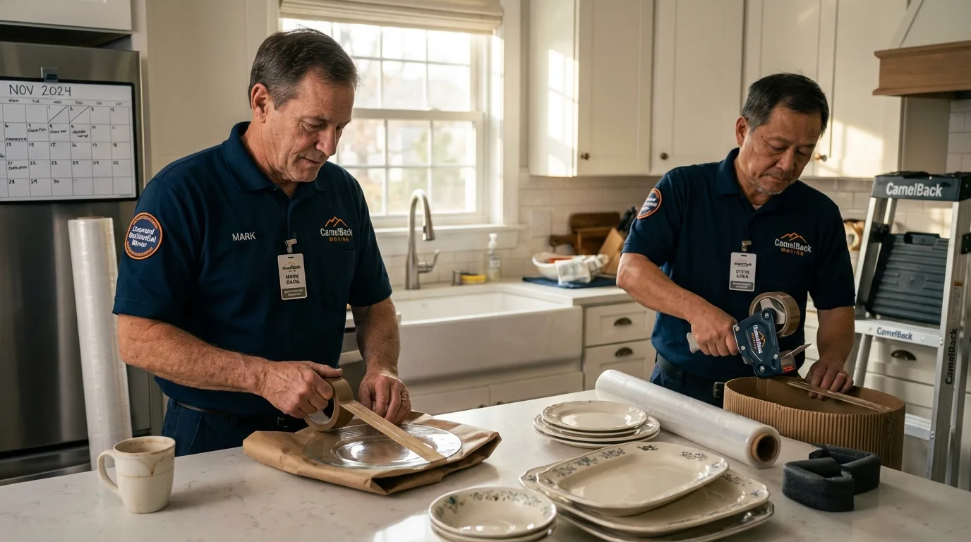 Professional crew packing kitchen dishware in Newton, NC